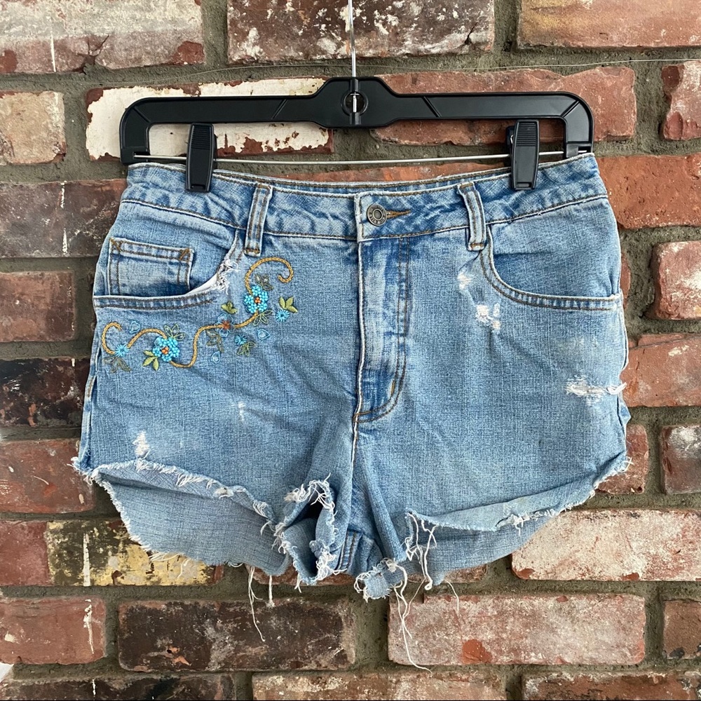 Denim Shorts with Embroidery
